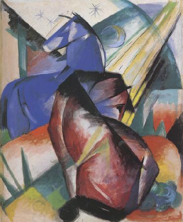 Franz Marc Two Horses,Red and Blue (mk34) China oil painting art